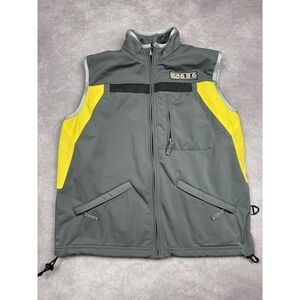 686 Enterprises Vest Mens Small Gray Yellow Softshell Windbreaker Outdoor Jacket